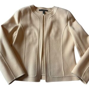 Linda Allard Ellen Tracy Cream Wool Blend Jacket Blazer Minimalist Size 12